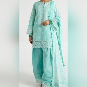 NEW Arif Ashraf 4 Piece Pakistani Aqua Mint‎ Women's Outfit Large